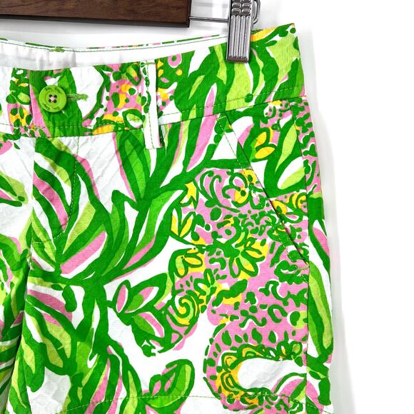 Lilly Pulitzer The Callahan Shorts Sz 0 Tropical Green Beach Beach Ocean Pool - Picture 6 of 9